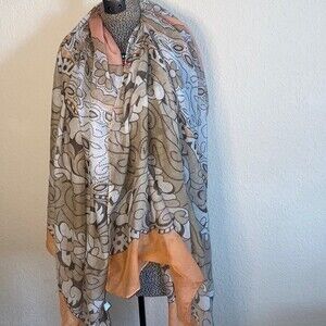 Zuiki scarf paisley floral peach sheer 74x35 hippie boho feminine romantic
